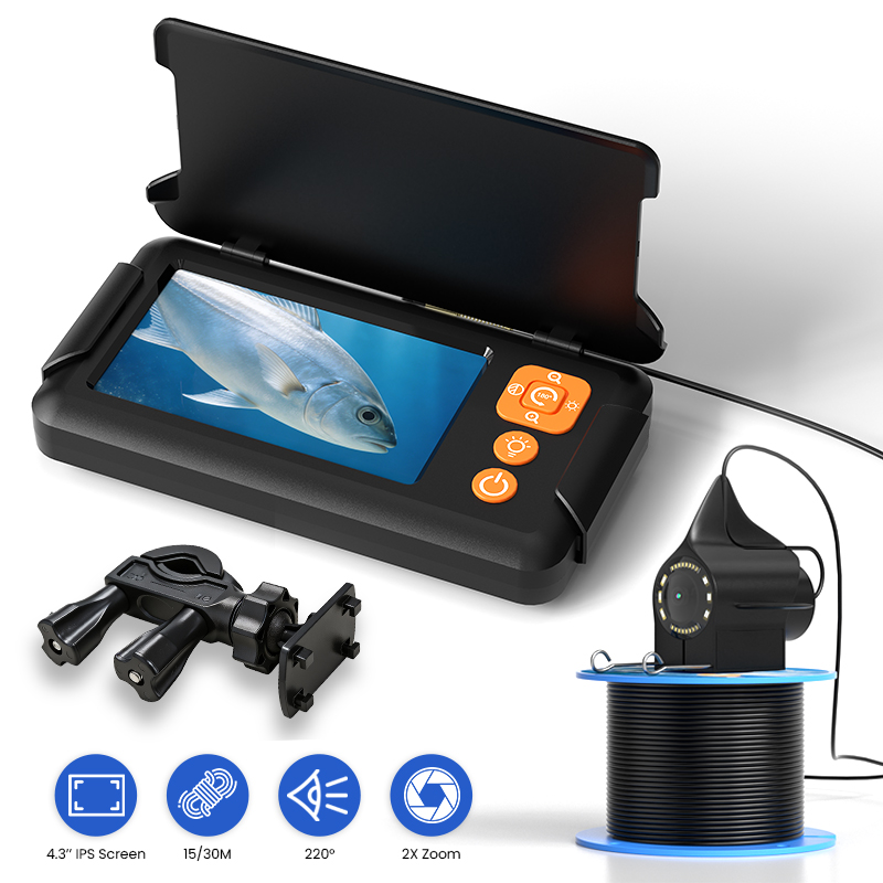 Fish Finder Cable - Fischereikamera mit 4,3-Zoll-Bildschirm, 15M/30M Kabel, Unterwasser-Winter-Fischfinder,