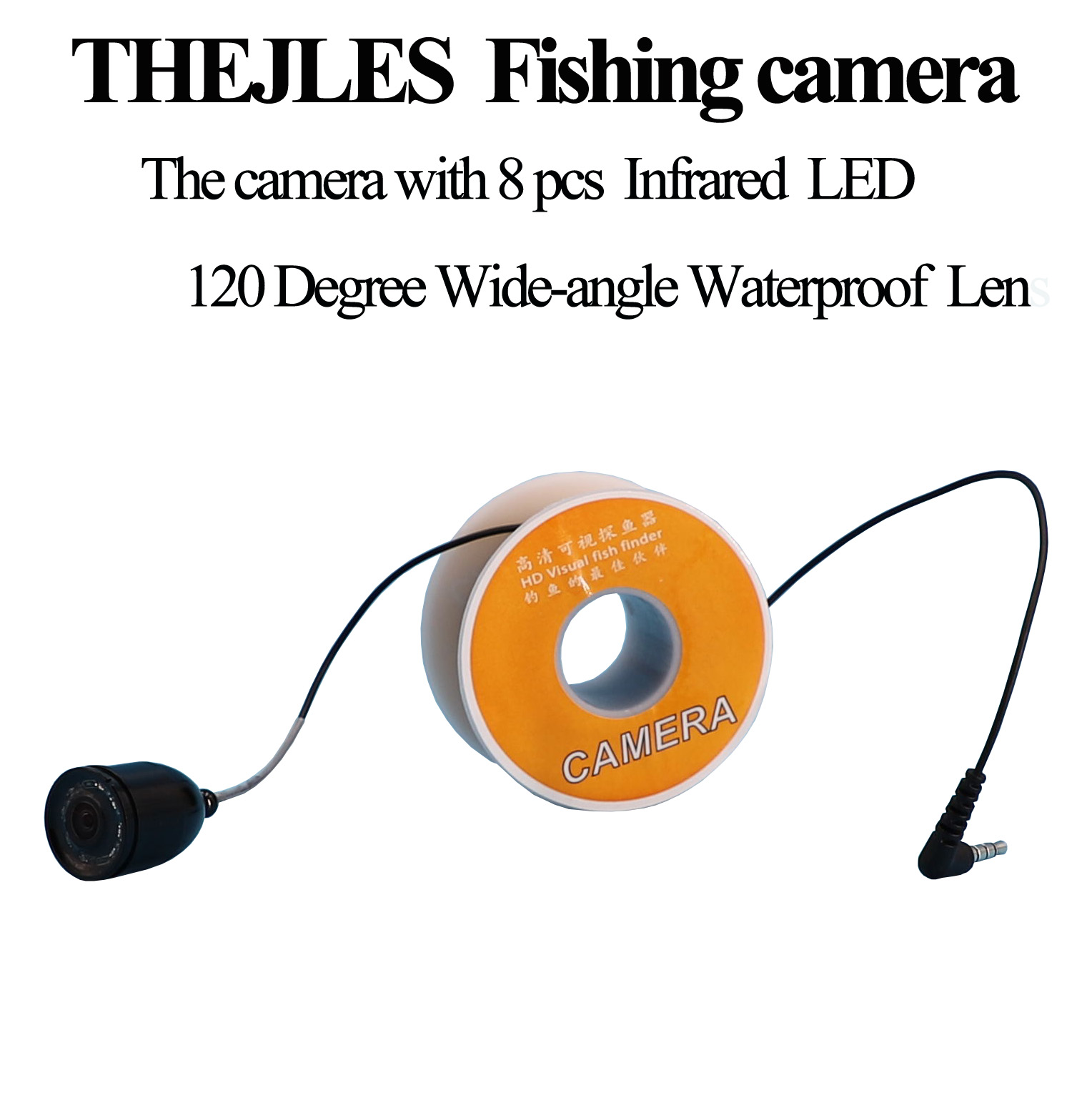 Fish Finder Cable - Unterwasser-Angelkamera mit 8 IR-Infrarotlampen, Ein-/Aus-Funktion, DC