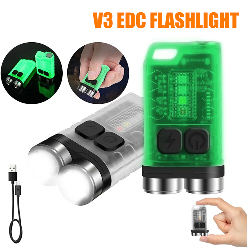 Fishing Light - V3 EDC-Taschenlampe, Mini-Schlüsselanhänger, 900 lm, superhell,